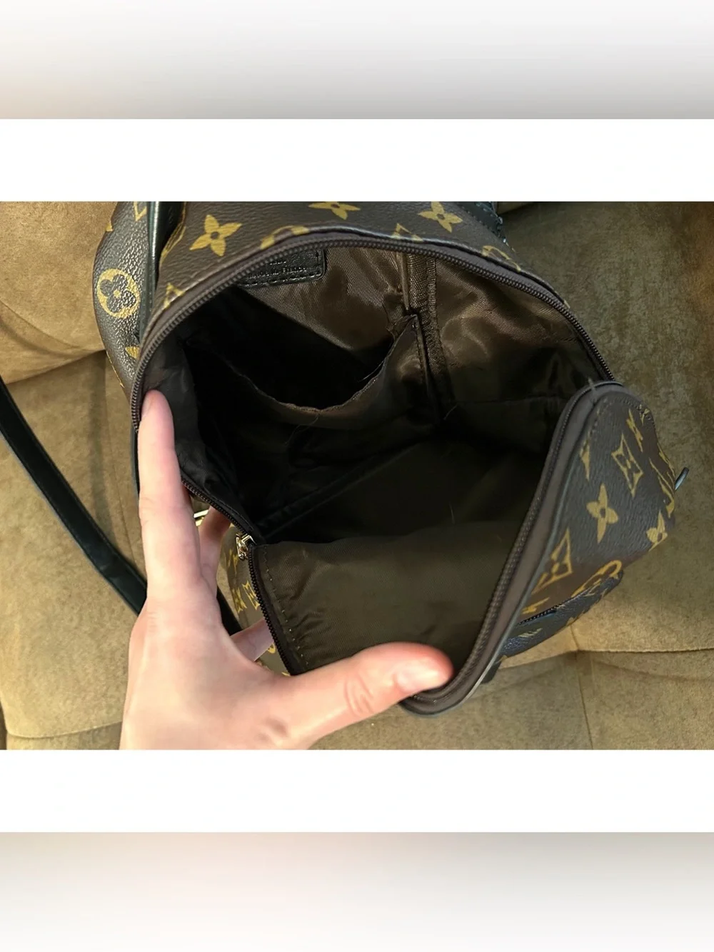 Louis V Brown And Tan monogram Logo Mini Backpack